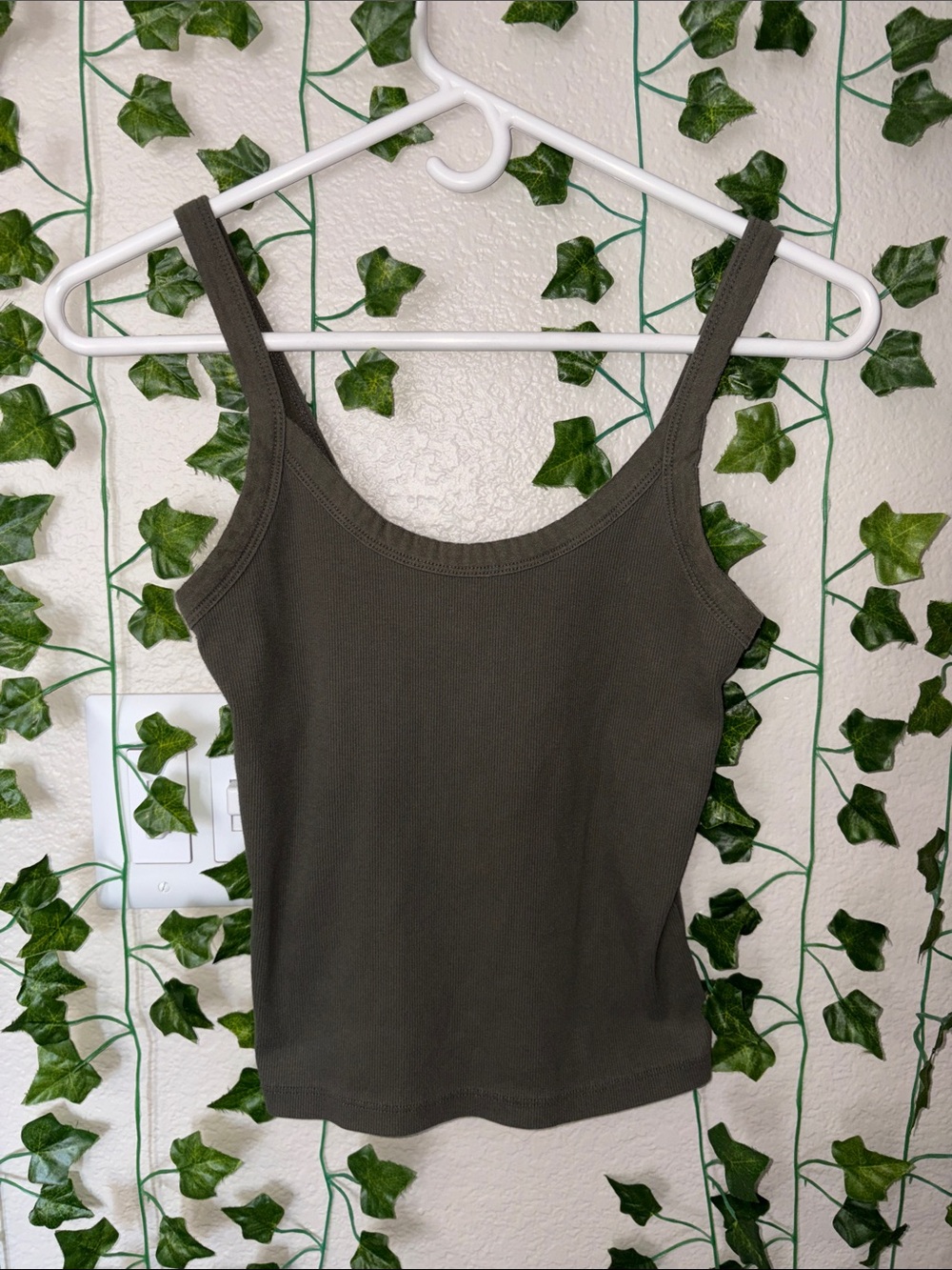 wild fable Olive Ribbed Tank Top - Dark Olive Green
